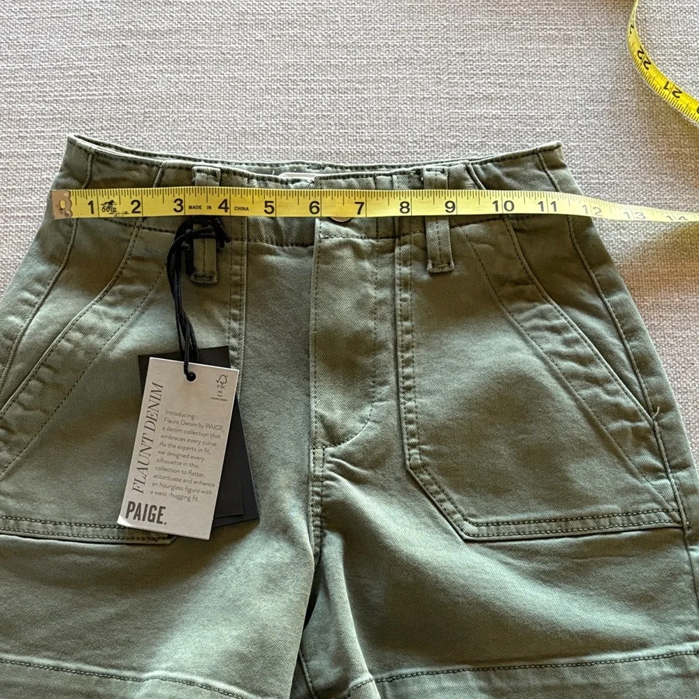 PAIGE Olive Green High-Waist Utility Shorts - Picture 5 of 7